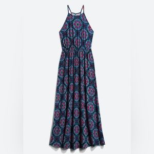 long blue and white floral dress Open-Back Floral-Print Lace Prom Blue/Print / 6 SizeChart:mensbottoms creating a full Color:Warm Beige Black Mesh Bodycon Midi